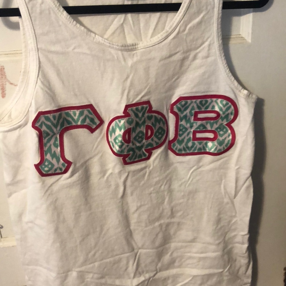 Gamma phi beta stitched letters tank